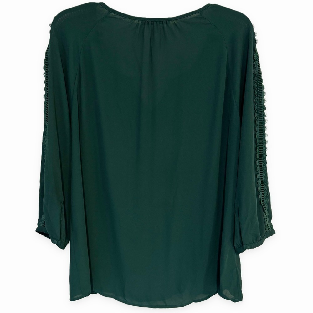 41 Hawthorn | Lace Pintuck Blouse 3/4 Sleeve Green Size Medium - Picture 2 of 6